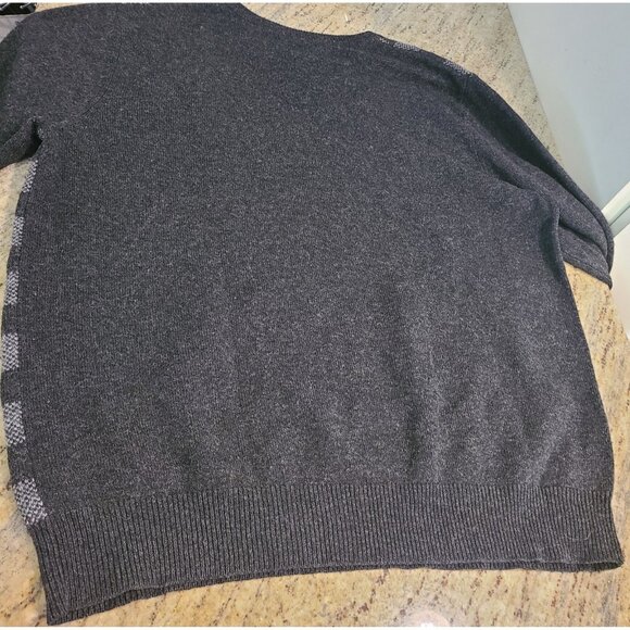 LL Bean Mens Size L Reg Gray Check Wool Sweater 2916388 Grandpa Old Money - Picture 11 of 12